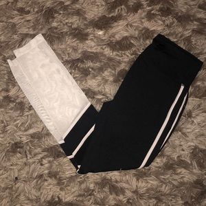 Black and white mesh leggings